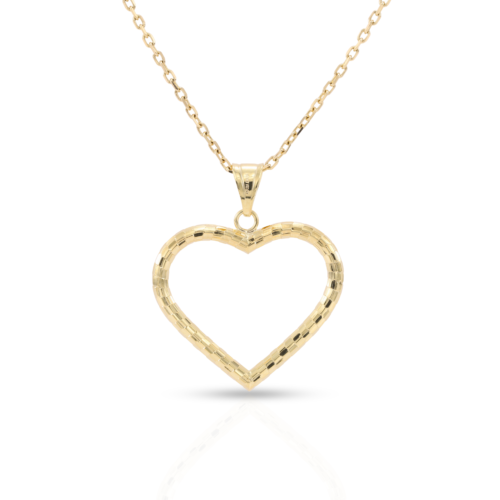 10K Yellow Gold Heart Pendant Necklace
