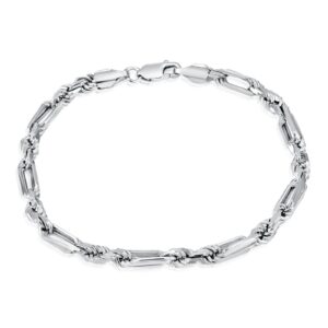 925 Sterling Silver Figarope Milano Italian Bracelet