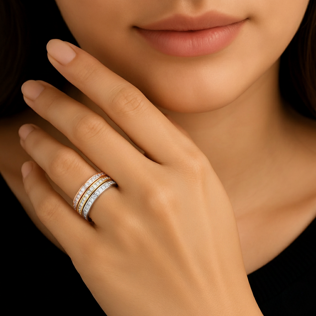 Sterling Silver Stackable Channel Set CZ Eternity Band Rings, Set Of 3 - Image 2