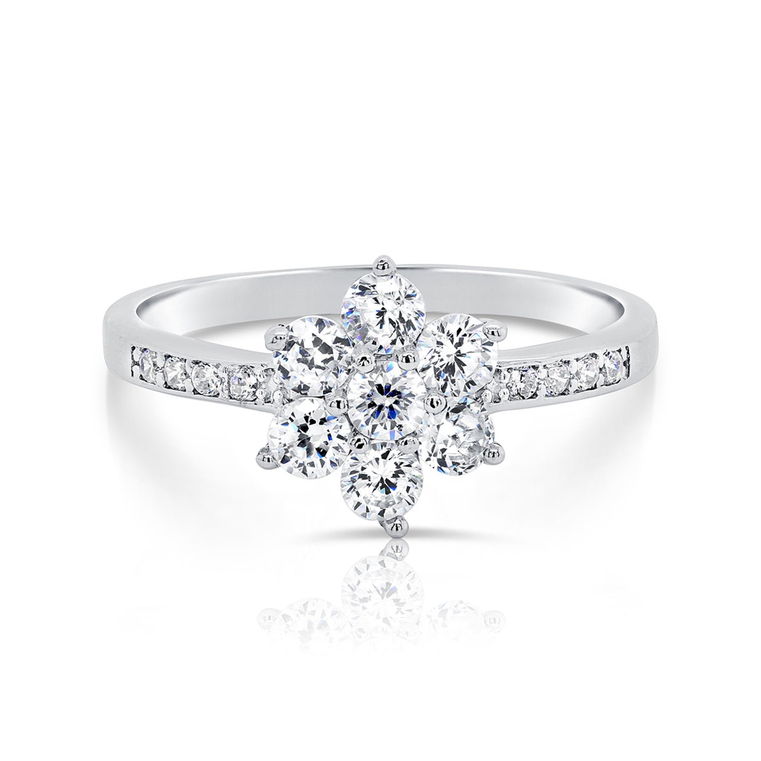 CZ Flower Ring in Sterling Silver