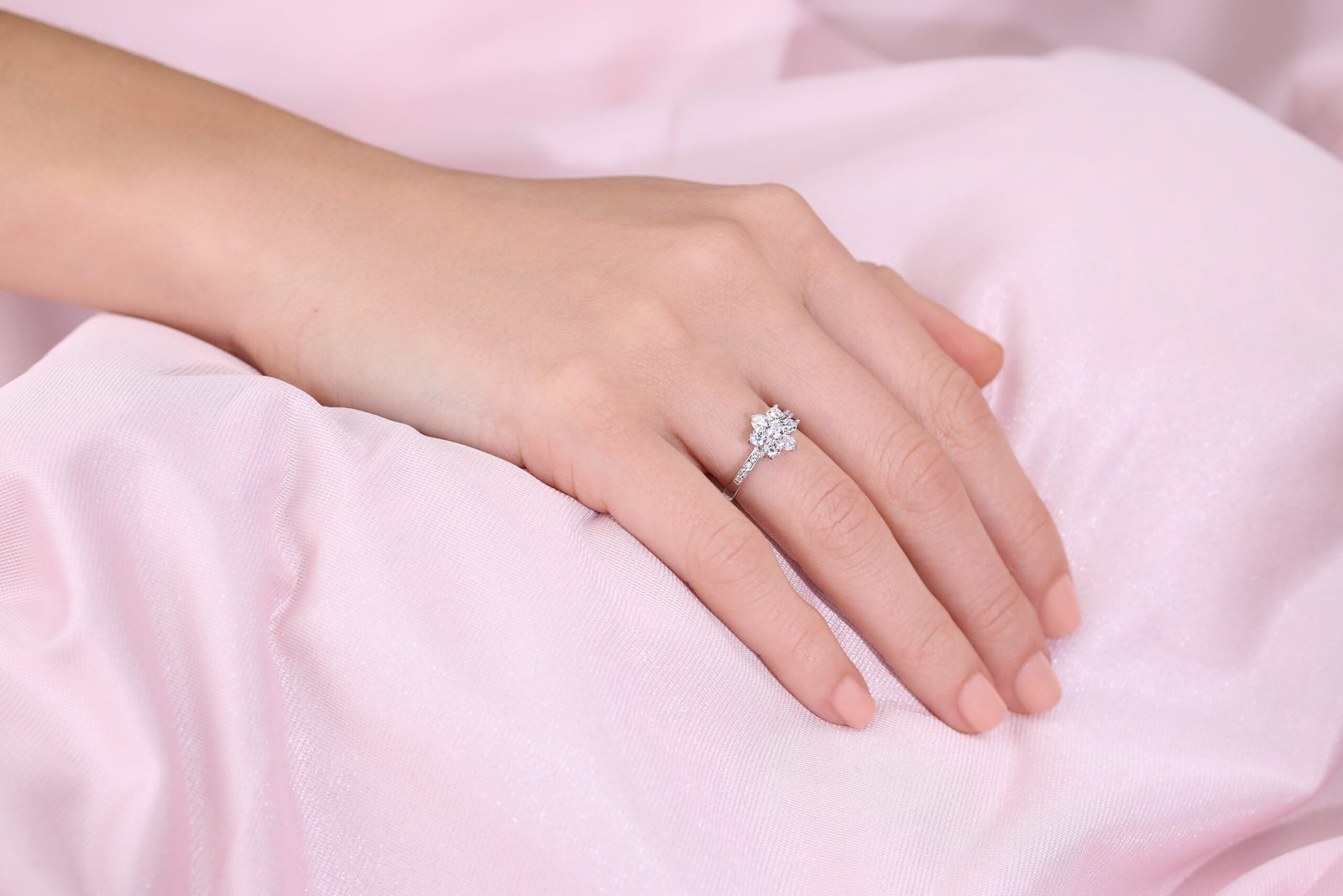 CZ Flower Ring in Sterling Silver - Image 2