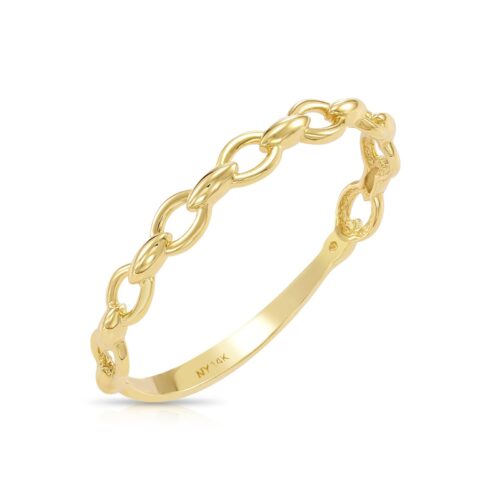 14K Yellow Gold Stackable Cuban Link Ring
