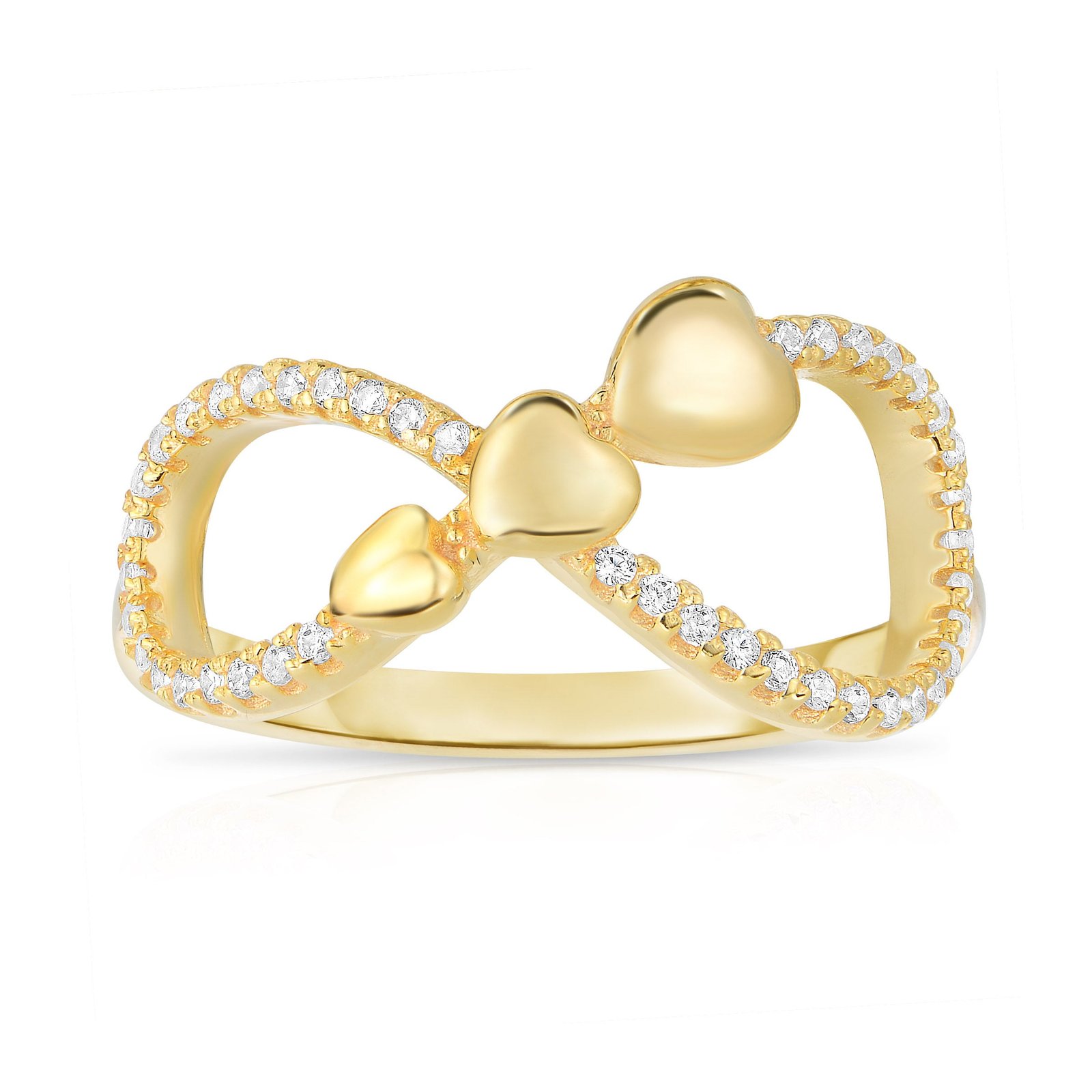 CZ Infinity Triple Heart Ring in Sterling Silver