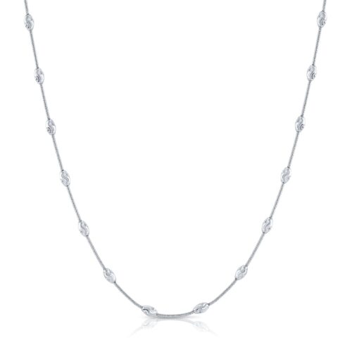Sterling Silver Diamond-Cut Oval Bead Chain Necklace