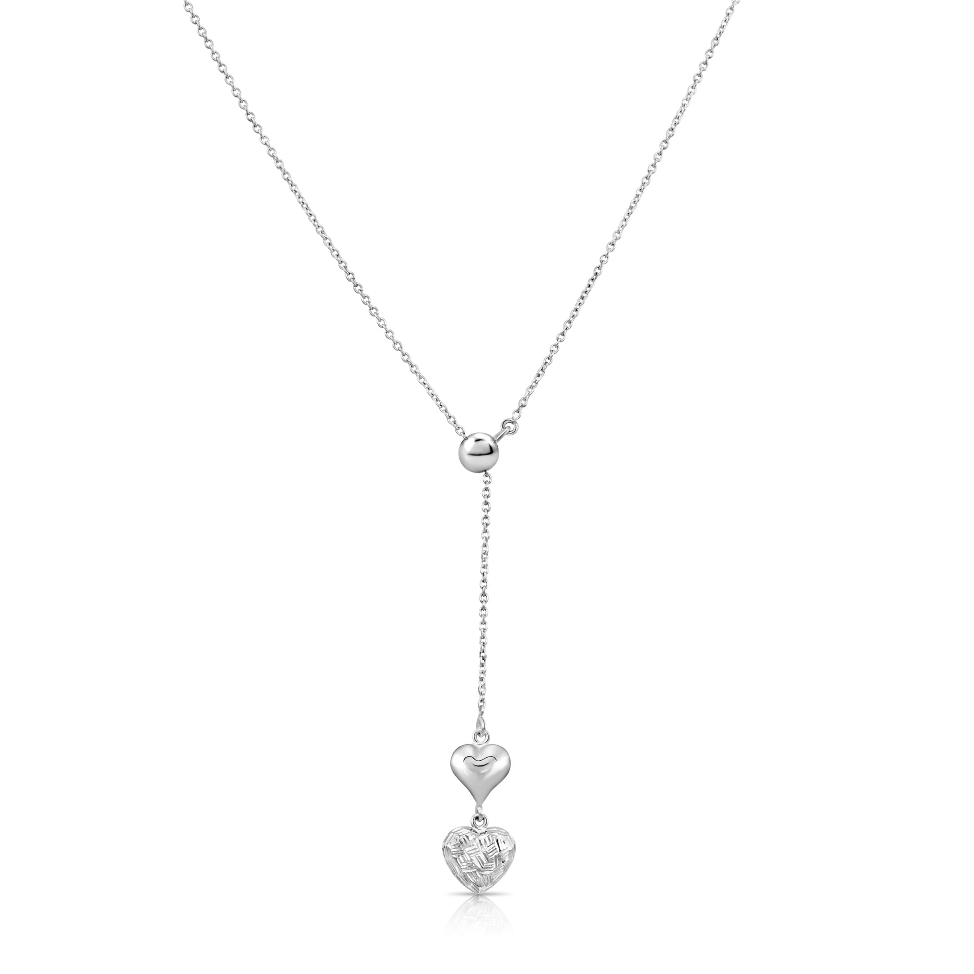 Sterling Silver Double Heart Charm Necklace