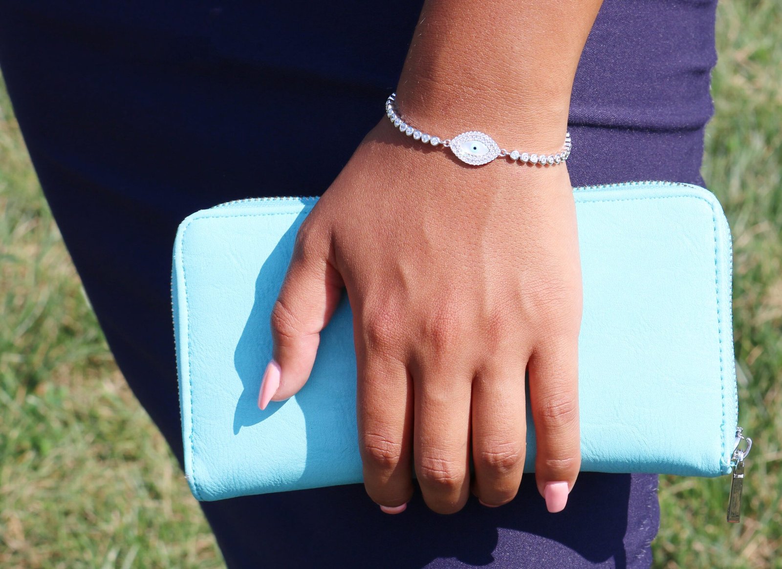 CZ Evil Eye Bracelet, Adjustable in Sterling Silver - Image 3