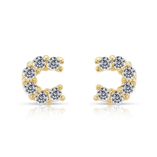10k Yellow Gold Tiny Lucky Horseshoe Stud Earrings